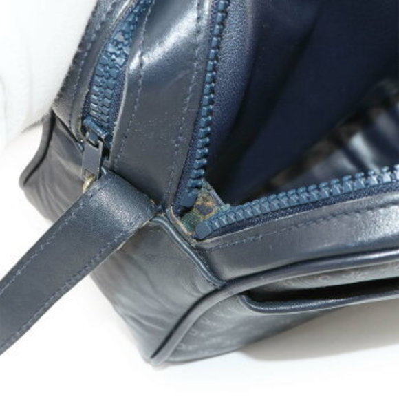 Celine Macadam Shoulder Bag Leather Navy Blue Sholder - Picture 9 of 9